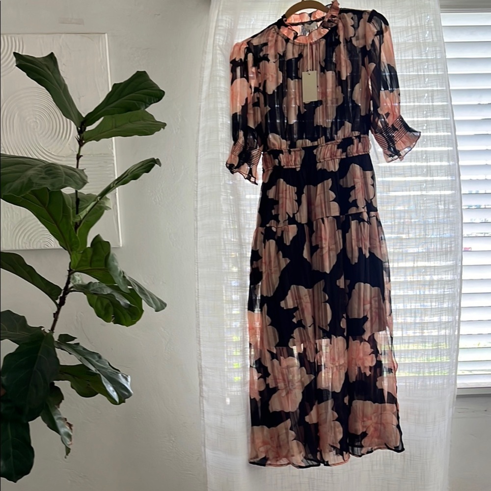Floral Black and Pink Dress